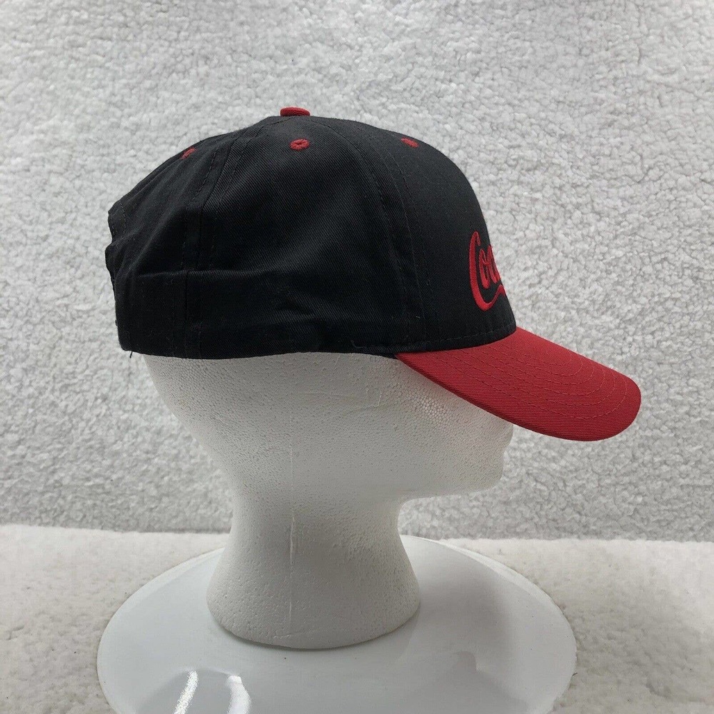 VTG Coca Cola Baseball Hat Dad Cap USA Made Black Red Soda Checkered Bottle - Picture 4 of 6
